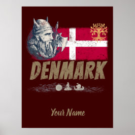 Dänemark - Vintages Flaggenvieren und Souvenir für Poster