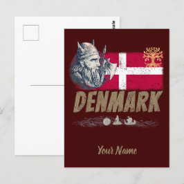 Dänemark - Vintages Flaggenvieren und Souvenir für Postkarte