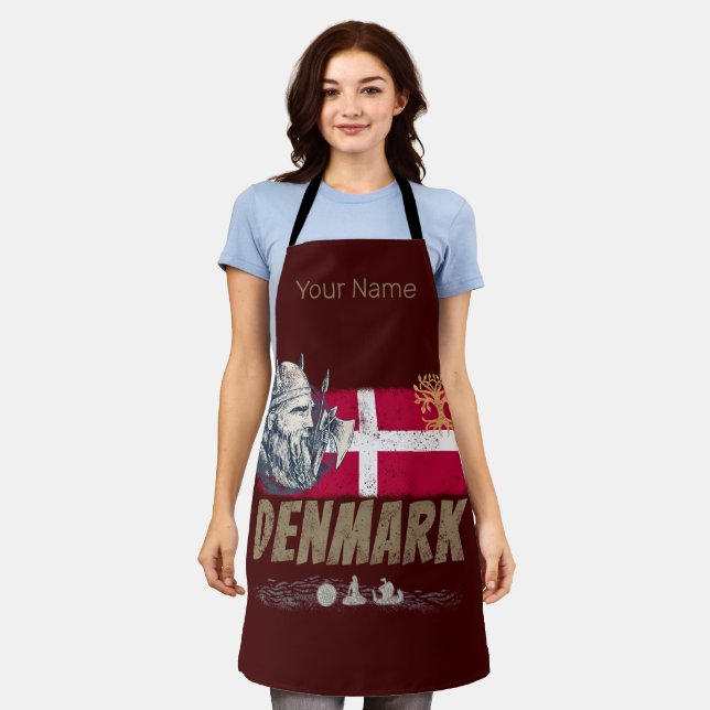 Dänemark - Vintages Flaggenvieren und Souvenir für Schürze (Getragen)