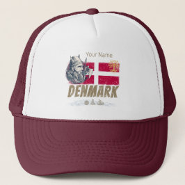 Dänemark - Vintages Flaggenvieren und Souvenir für Truckerkappe