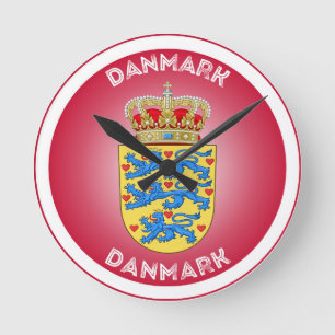 Dänemark Wappen Kreisform Runde Wanduhr
