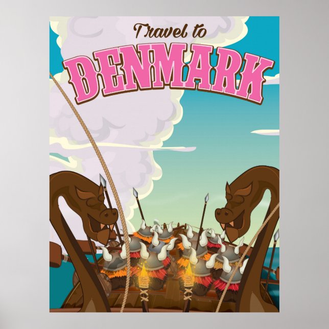 Dänemark Wikinger Reiseplakat für lustige Cartoon Poster (Vorne)