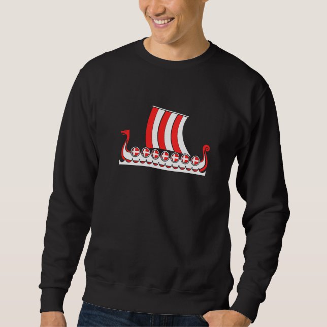 Dänemark Wikinger-Schiff  Dänische Flagge Drachenb Sweatshirt (Vorderseite)