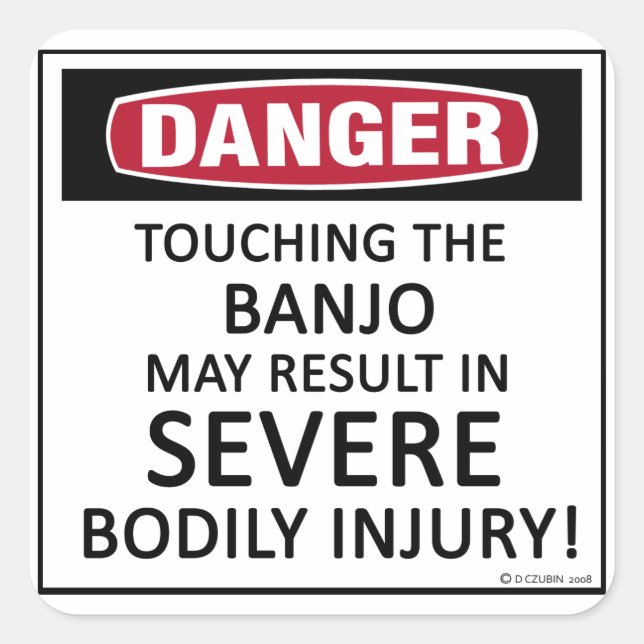 Danger Banjo Quadratischer Aufkleber (Vorderseite)