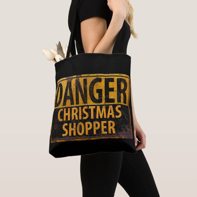 DANGER Christmas Shopper - Schild mit Metallwarnun (Von Nahem)