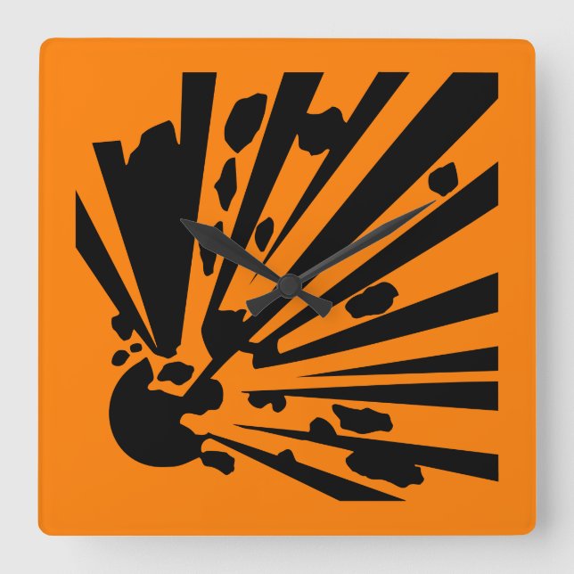 Danger – explosive – Gefahr Warnzeichen Warning Quadratische Wanduhr (Vorderseite)