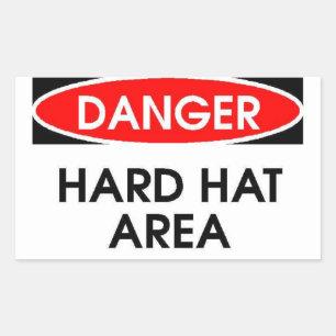 Danger Hard Hat Area Aufkleber (Rectangle)
