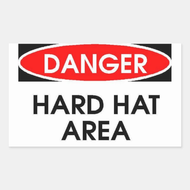 Danger Hard Hat Area Aufkleber (Rectangle) (Vorderseite)