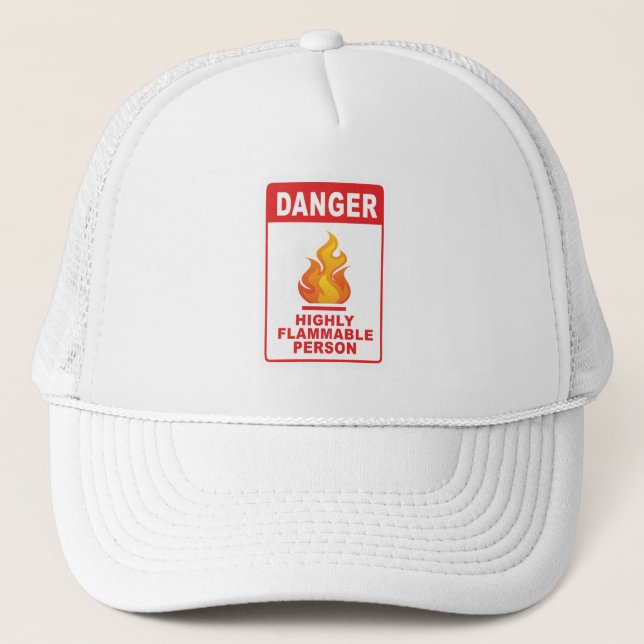 Danger Highly Flammable Person Truckerkappe (Vorderseite)