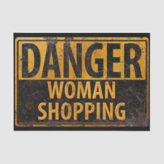 DANGER Woman Shopping Funny Metal Warnungen Big Seidenpapier
