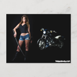 Dangerous Biker Babe Postcard Postkarte