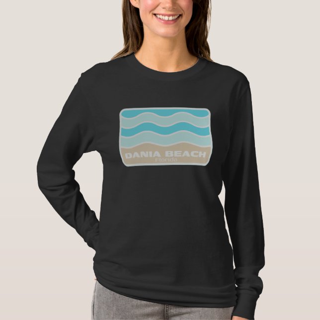 Dania Beach Florida Retro FL Waves Beach Souvenir T-Shirt (Vorderseite)