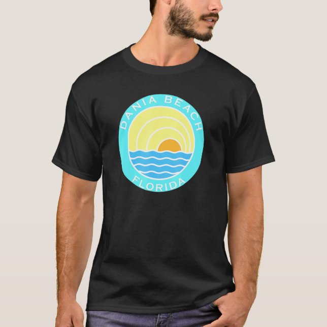 Dania Beach Florida Retro Sunset T-Shirt (Vorderseite)