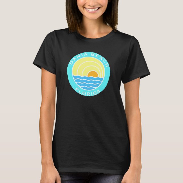 Dania Beach Florida Retro Sunset T-Shirt (Vorderseite)