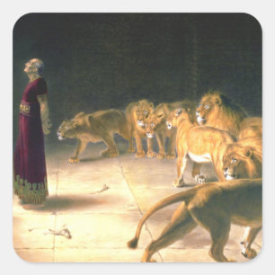 Daniel Answer To King In Lions Den Briton Riviere Quadratischer Aufkleber