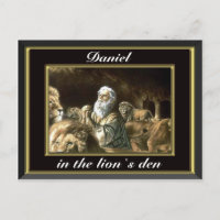 Daniel betet in den Löwen und der schwarzen Postka
