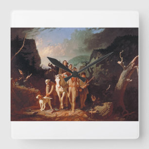 Daniel Boone begleitet Siedler Quadratische Wanduhr