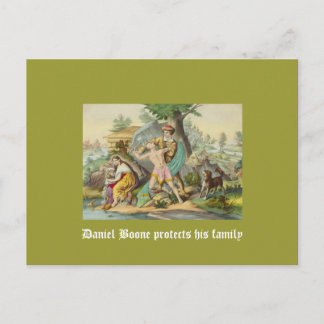 Daniel Boone schützt seine Familie Postkarte