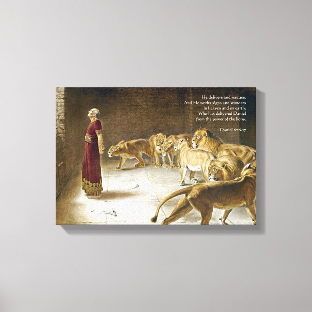 Daniel im Lions Den Bible Art Scripture Leinwanddruck (Vorderseite)