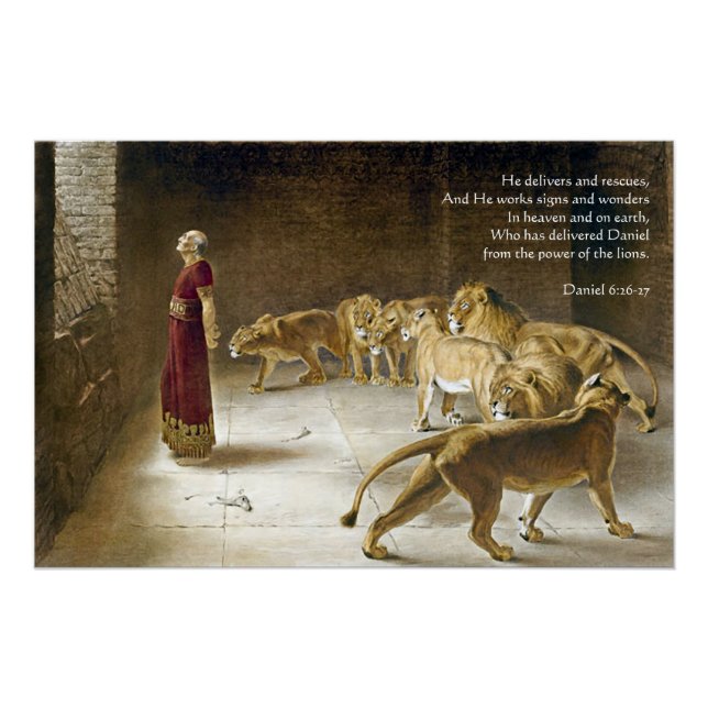Daniel im Lions Den Bible Art Scripture Poster (Vorderseite)