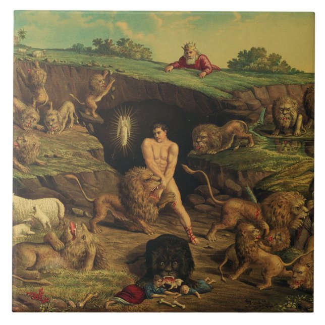 Daniel in den Lions' Den Fliese (Vorderseite)