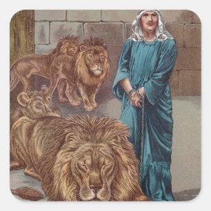 Daniel in der Löwengrube Quadratischer Aufkleber