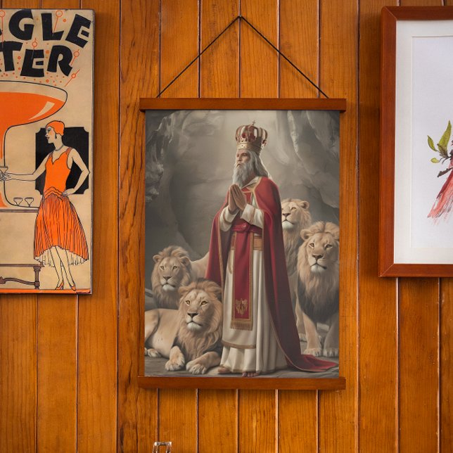 Daniel in der Löwengrußkarte 2 Wandteppich Mit Holzrahmen (Von Creator hochgeladen)