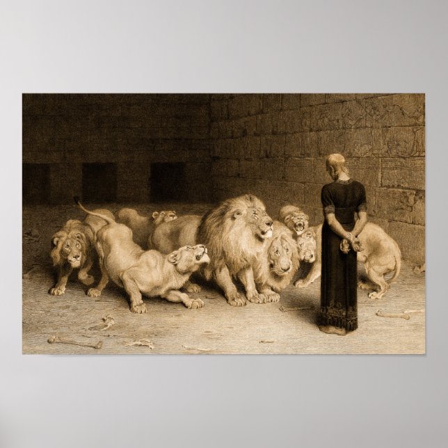 Daniel in the Lions Den, 1875 von Briton Riviere Poster (Vorne)