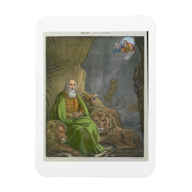 Daniel in the Lions' Den, aus einer Bibel, gedruck Magnet (Vertikal)