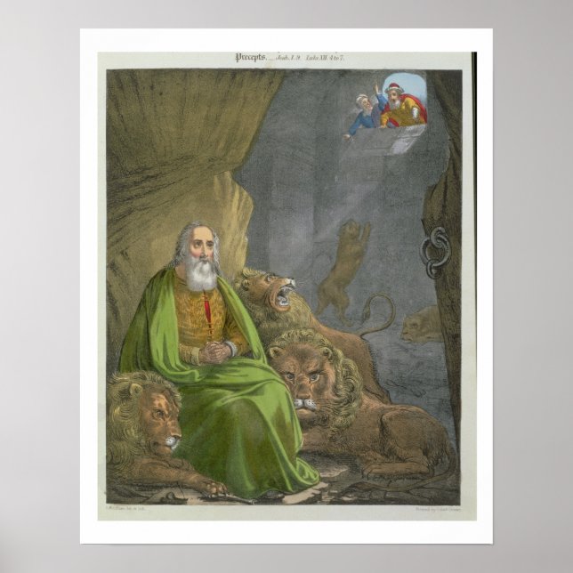 Daniel in the Lions' Den, aus einer Bibel, gedruck Poster (Vorne)