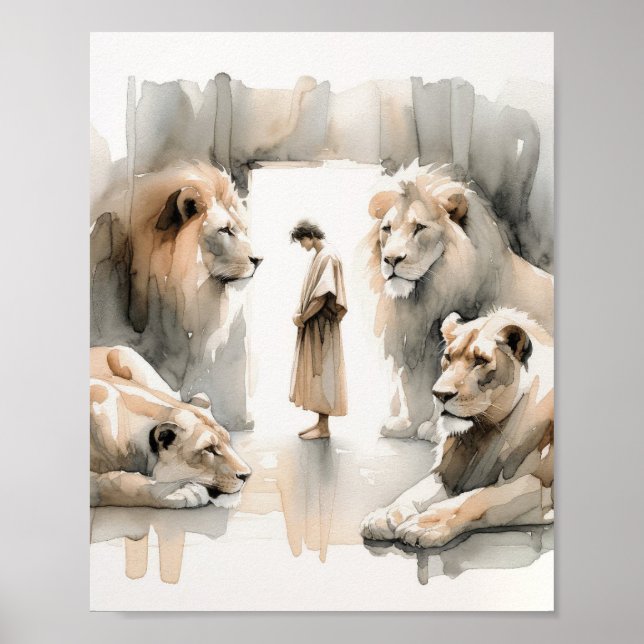 Daniel in the Lions Den, Digital Print, Skizzen, Poster (Vorne)