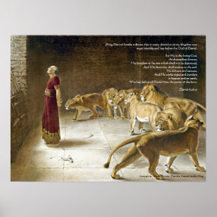 Daniel in the Lion's Den w/Bible Verse Art Print Poster