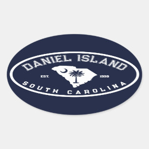 Daniel Island South Carolina Marine Flaggenpalmen Ovaler Aufkleber