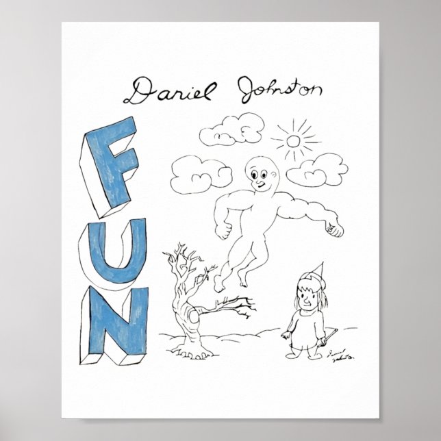 Daniel Johnston Fun Zeichnend Sticker Poster (Vorne)