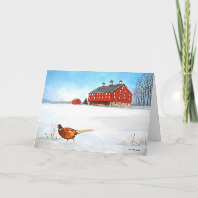 Daniel Lady Farm Visitor Pheasant Art GreetingCard Karte (Vorderseite)