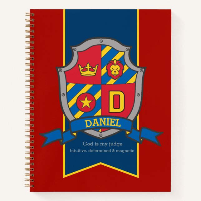 Daniel Name bedeutet Wappen rot blau Notizbuch (Vorderseite)