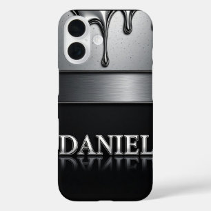 Daniel Name mit tröpfelndem flüssigem Metall iPhone 16 Hülle