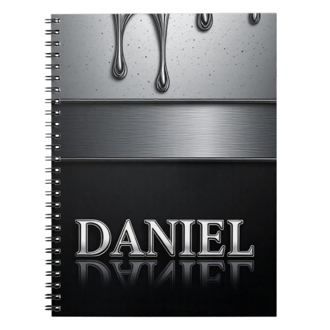 Daniel Name mit tröpfelndem flüssigem Metall Notizblock (Vorderseite)