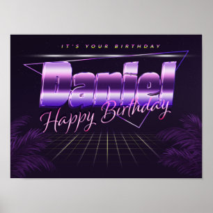 Daniel Name Vorname lila retro Poster Geburtstag