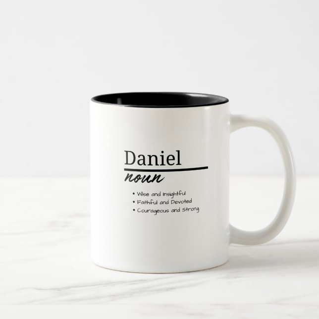 Daniel, Personalisierter Name Definition Zweifarbige Tasse (Rechts)