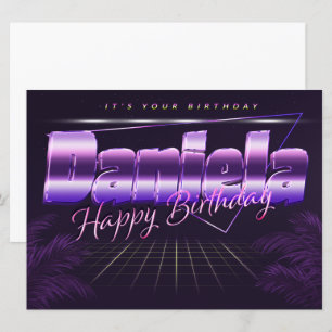 Daniela Name Vorname lila retro Karte Geburtstag