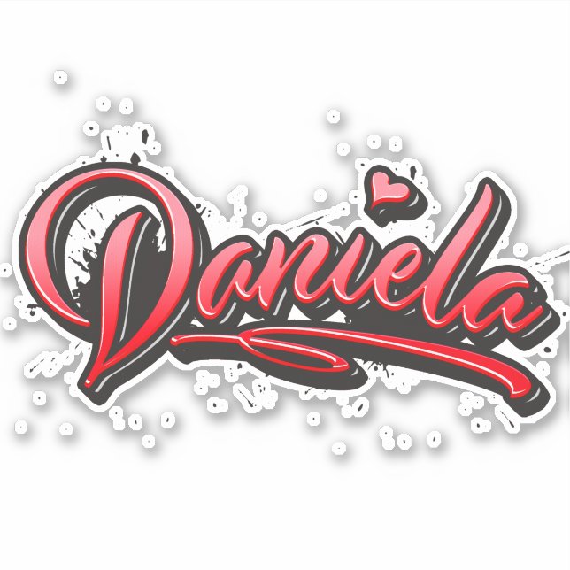 Daniela red Heart Graffiti Aufkleber Sticker (Vorderseite)