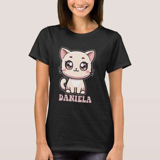 Daniela Süße Kitty Katzen Design für Mädchen Name  T-Shirt (Vorderseite)