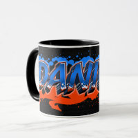 Daniele Vorname Name Graffiti blue orange Tasse
