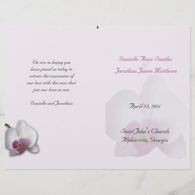 Danielle's Hochzeitsprogramm (Vorderseite)