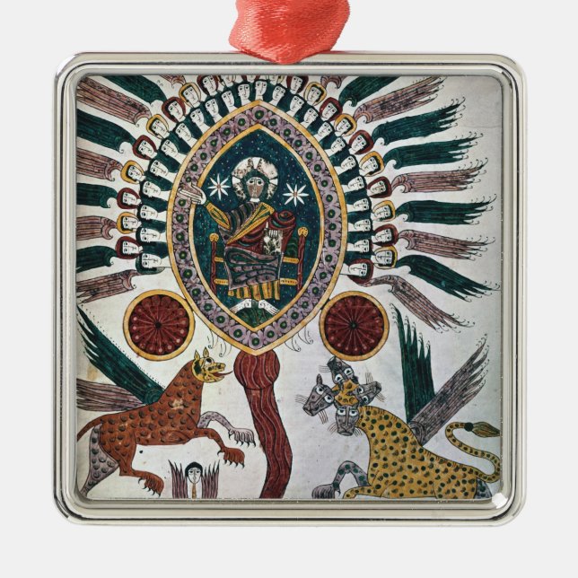 Daniels Vision von vier Tieren und von Gott Silbernes Ornament (Vorne)