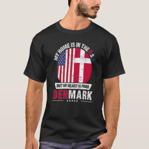 Dänisch amerikanisches Patriot Herz kommt aus Däne T-Shirt