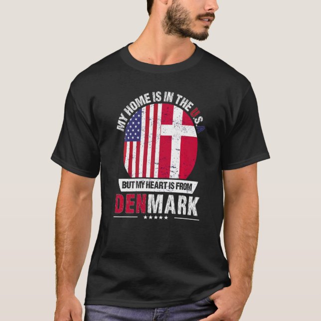 Dänisch amerikanisches Patriot Herz kommt aus Däne T-Shirt (Vorderseite)