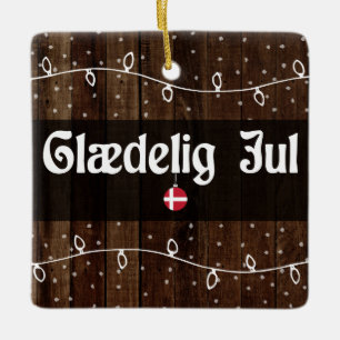 Dänisch frohe Weihnachten, Glædelig Jul Rustic Sty Keramikornament