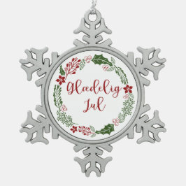 Dänisch Frohe Weihnachtsfeier, Glæ delig jul. Schneeflocken Zinn-Ornament